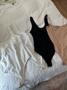Abercrombie & Fitch 4 Bodysuit Set — White, Black & Nude